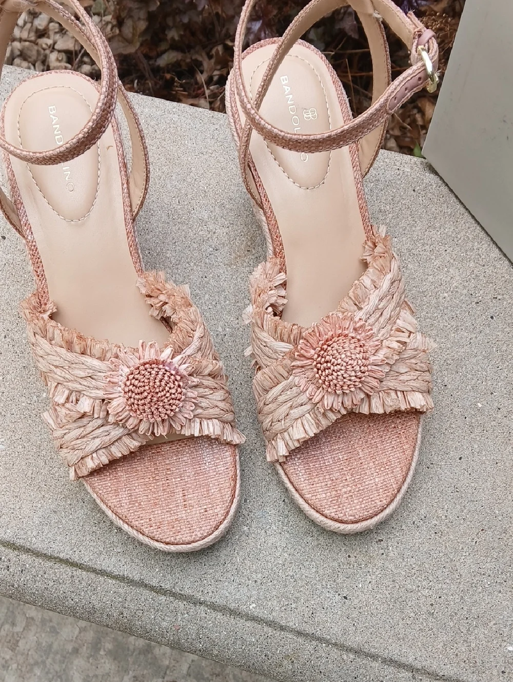 Women's Krista Espadrille Flower Wedge Sandals Soft Pink Sz 9
